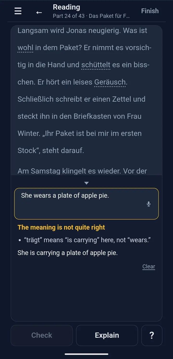 The Clear link under the verdict is circled.